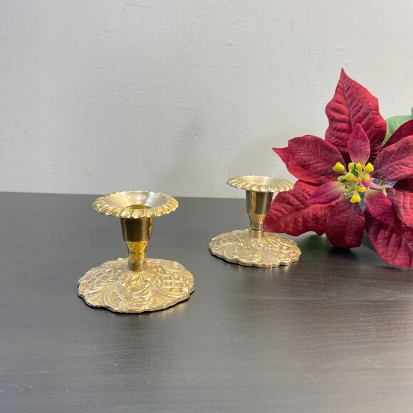 Vintage Brass Ornate Candlestick, set of 2, Vintage Decorative Candle Holder, Di - Picture 8 of 10